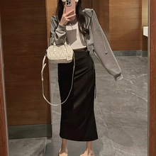 错落褶位 绑带设计感半裙~显瘦包臀半身裙子女2025新款