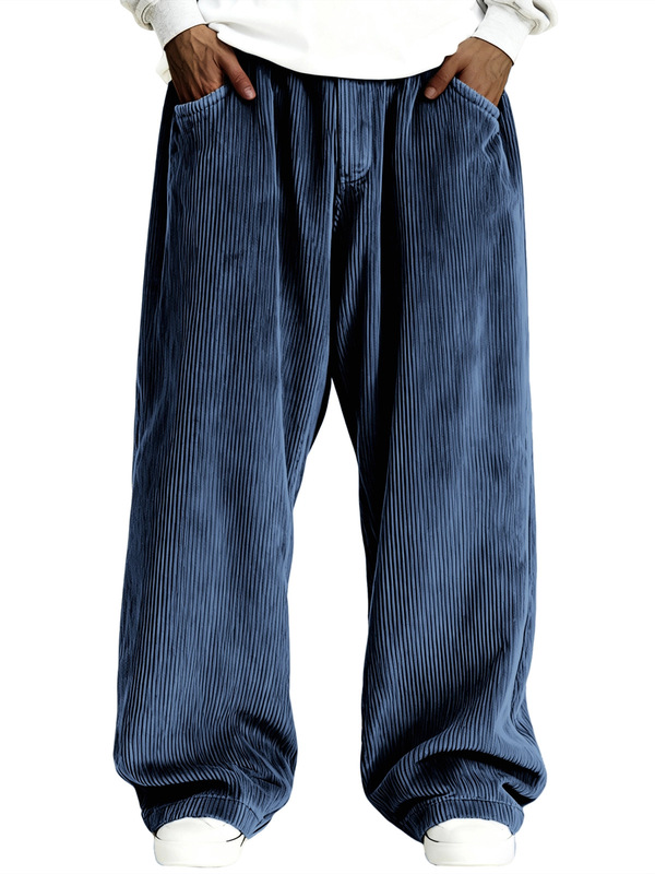 Fall Winter New Men's Casual Solid Loose Corduroy Pocket Sports Long Pants Fall Winter New Men's Casual Solid Loose Corduroy Pocket Sports Long Pants