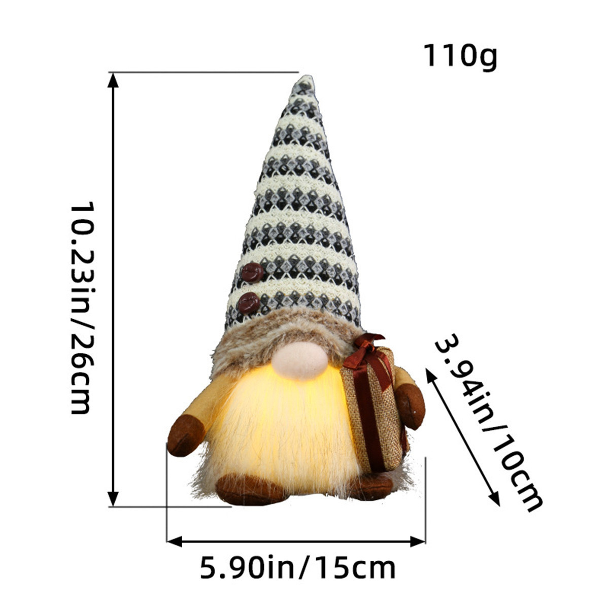 Trineo navideño adornos de alta gama con sombrero de punto ligero muñeca luminosa muñeca Rudolph decoración creativa regalo