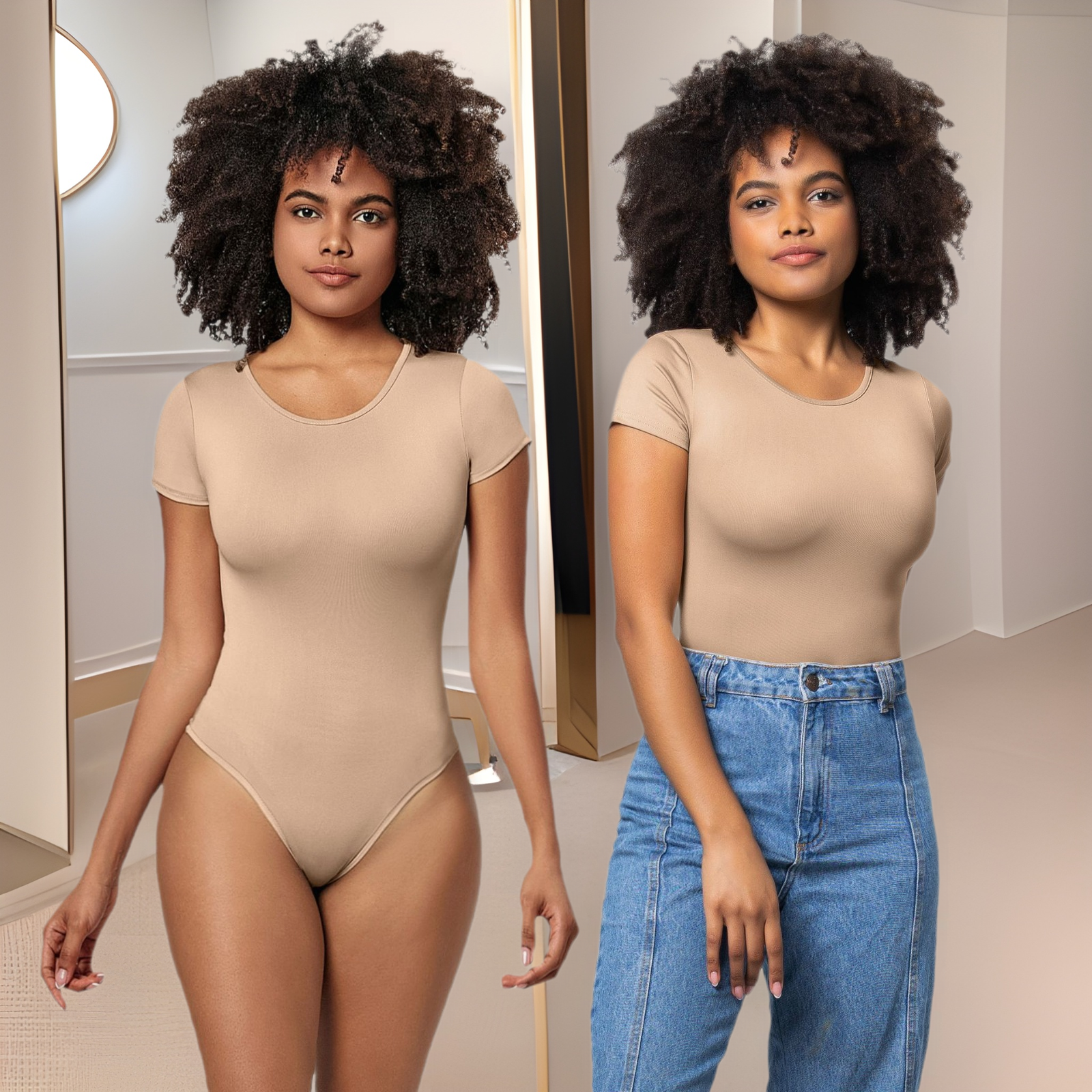 Russian cross-border trade round neck short-sleeved T-shirt bodysuit top solid color tight bodysuit feminine touch