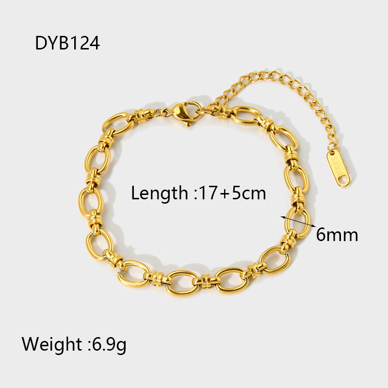 18K Gold Plated Plating Material 304 Stainless Steel Pendant Material Simple Style Solid Color 304 Stainless Steel 18K Gold Plated Bracelets