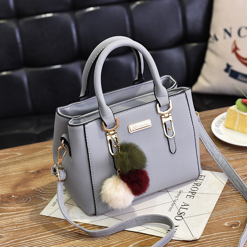Women's Single Shoulder Handbag With Pom-pom And Double Layer_voghion.com