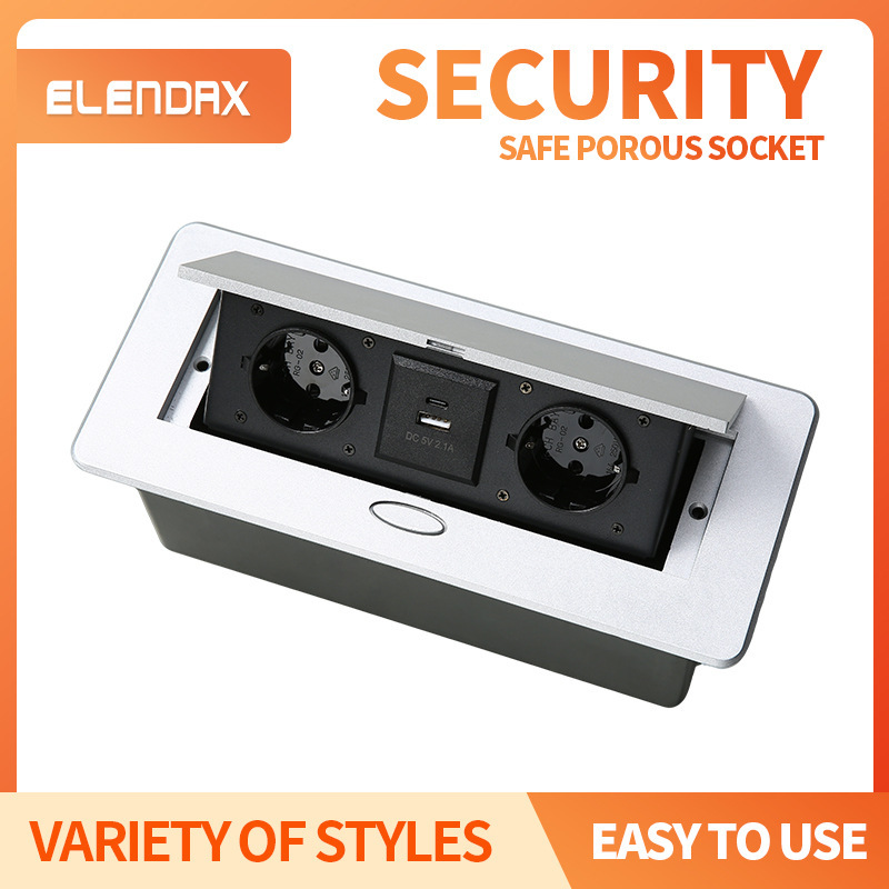 Exported Slow-Rising Pop-Up Type 16A European Standard Socket with Dual Power Outlets and Dual Usb, Hidden Conference Office Desk Socket Exported Slow-Rising Pop-Up Type 16A European Standard Socket with Dual Power Outlets and Dual Usb, Hidden Conference Office Desk Socket