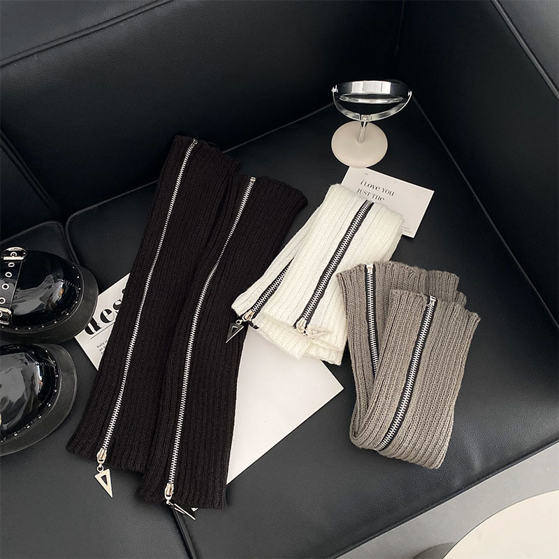 Stack sock for women, sweet and cool, spicy, side zipper knit socks, INS autumn and winter outerwear, Japanese personality calf socks