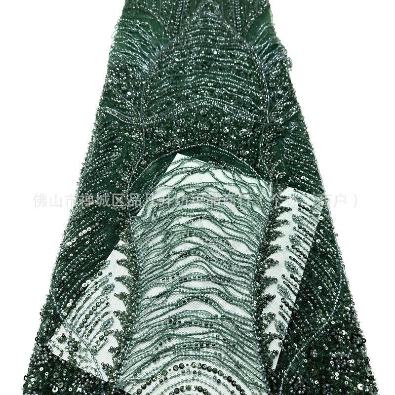 Fabricante pesado flange cuentas de tela de moda diseño europeo y americano vestido de cena vestido de tela