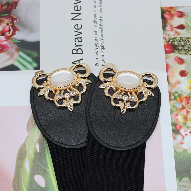 Nuevo cinturón elástico de piedra de ojo de gato, cinturón elástico de moda para mujeres, cinturón elástico con falda con cinturón de abrigo