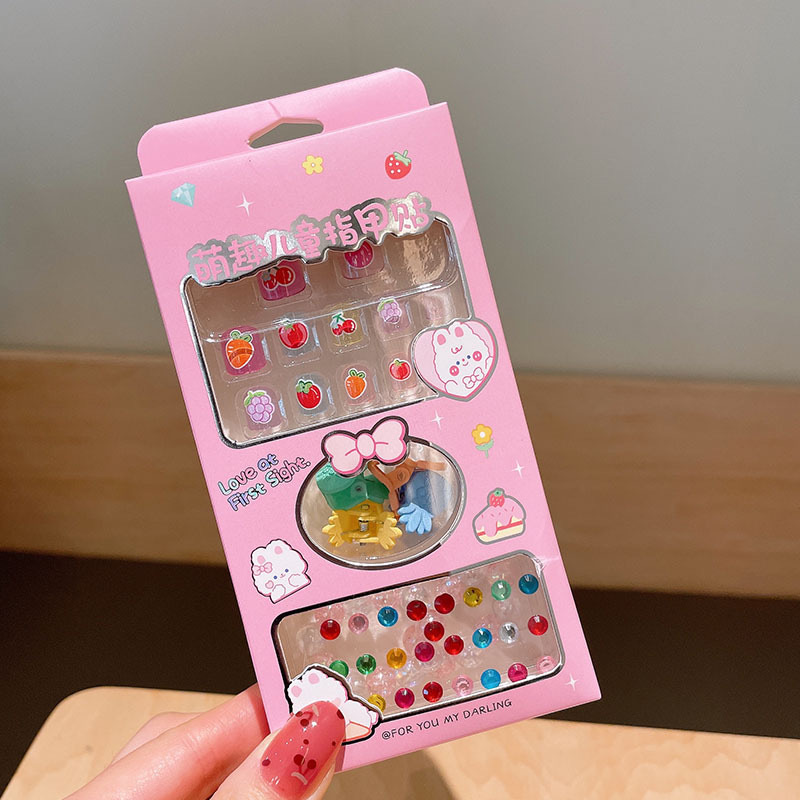 Niños dibujos animados estereoscópicos pegatinas de uñas niñas parches de uñas bebés desmontables impermeables uñas al por mayor