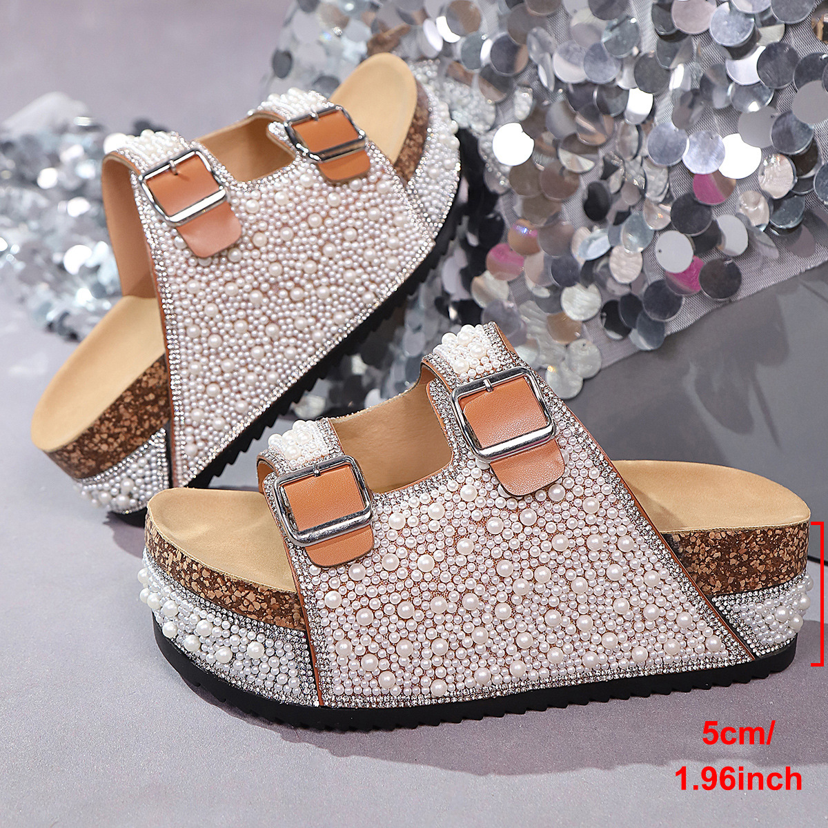 Sandales femme à strass et double boucle pour la plage_voghion.com