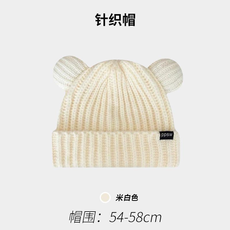 Ins韓国版秋冬新作雪花標女性ニット帽学生日本シンプルベルベット保温毛糸帽耳保護|undefined