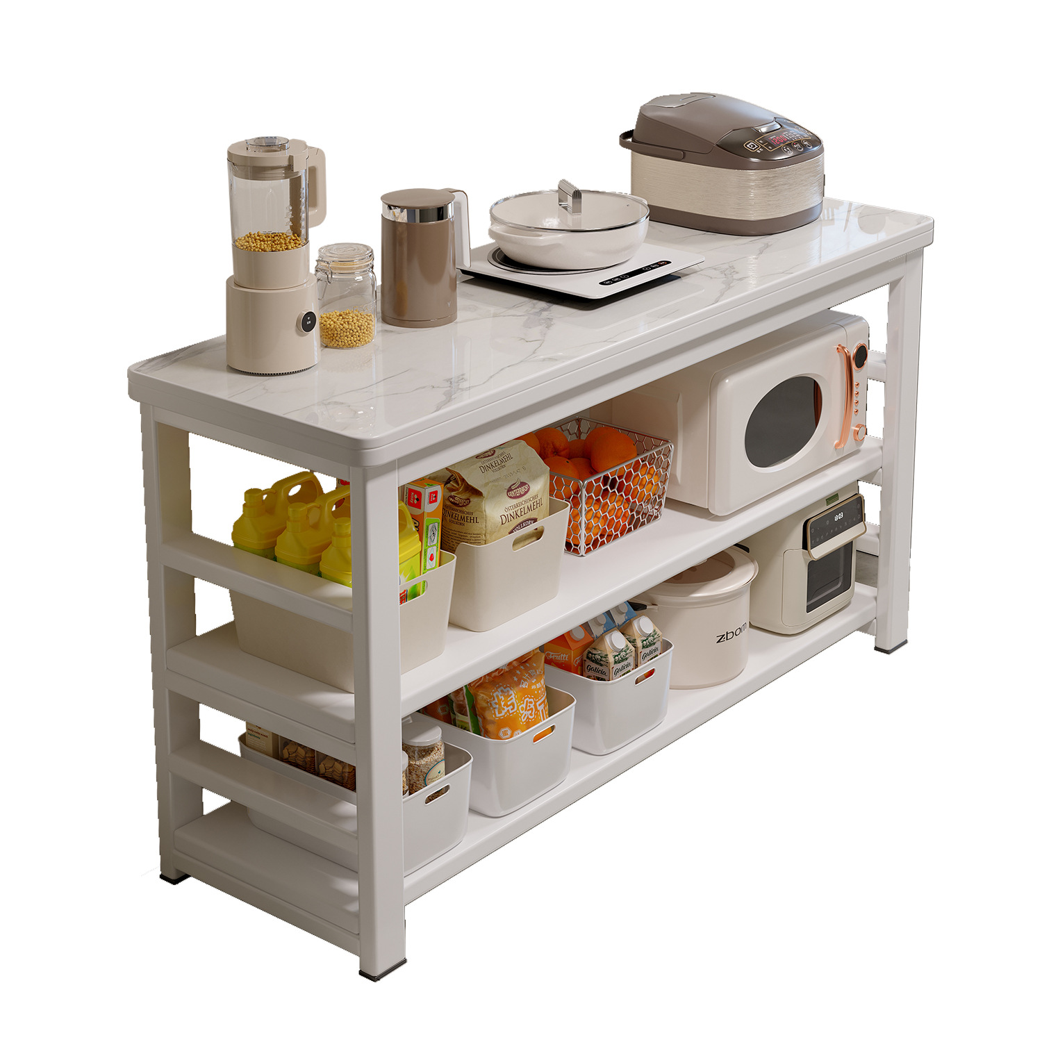 Estante de cocina multifuncional de piso integral mesa multicapa de mesa de corte de verduras estante de mesa de trabajo cajón de almacenamiento de utensilios