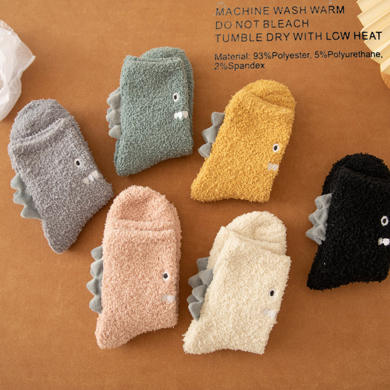 Women's Slippers Socks Thick Socks Women's Socks Amazon Cross-Border Cartoon Coral Fleece Socks Mid-Tube Socks Velvet Socks