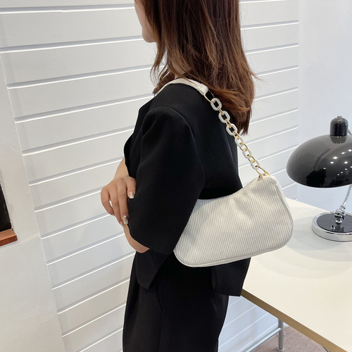 Simple corduroy bag, fashionable and casual shoulder bag for women, solid color trendy summer crossbody bag, large capacity small square bag