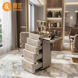 网红ins风美发店置物收纳柜理发店发廊带风筒可移动烫染工具推车