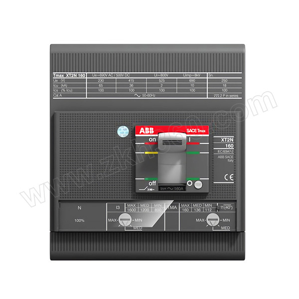 ABB Tmax XT系列配电用塑壳断路器 XT2N160 TMA40-400 FF 4P 分段能力36kA 热磁式脱扣器 板前接线 1个