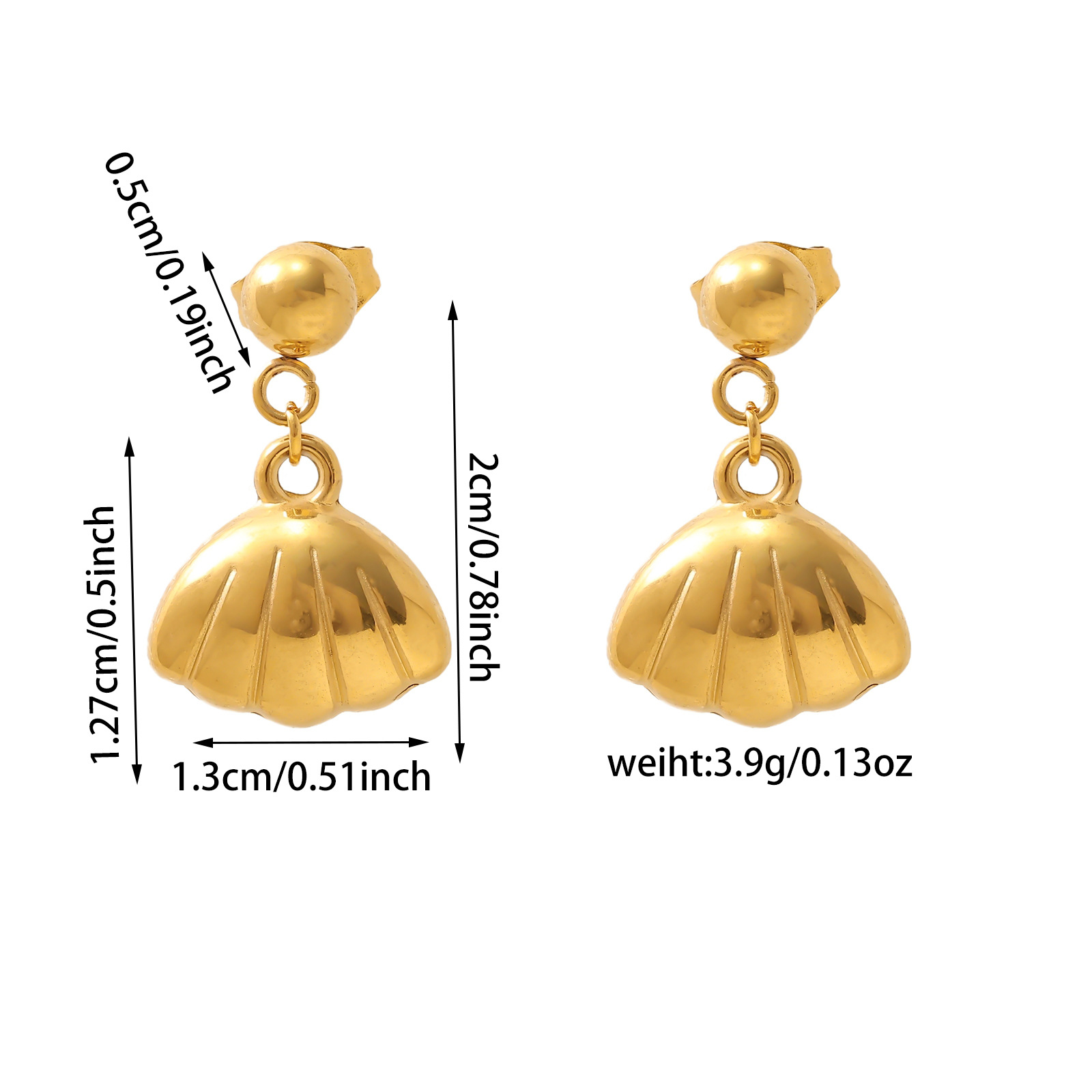 All Seasons Season 1 Pair Retro Marine Style Classic Style Starfish Conch Shell 304 Stainless Steel Drop Earrings