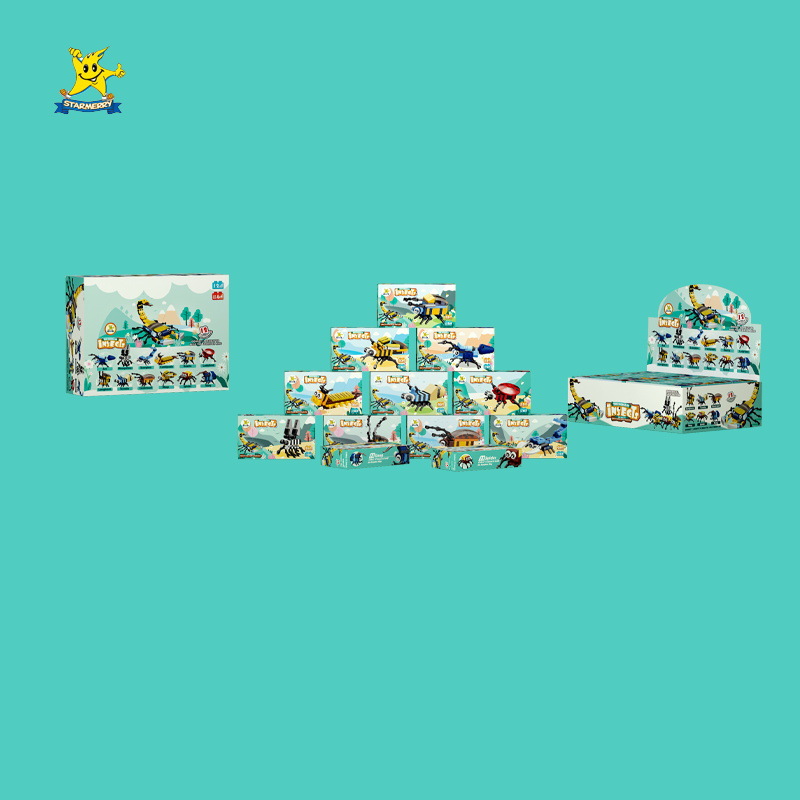 星乐积木 12合1昆虫系列益智彩盒积木 新款厂家直销 多款混装
