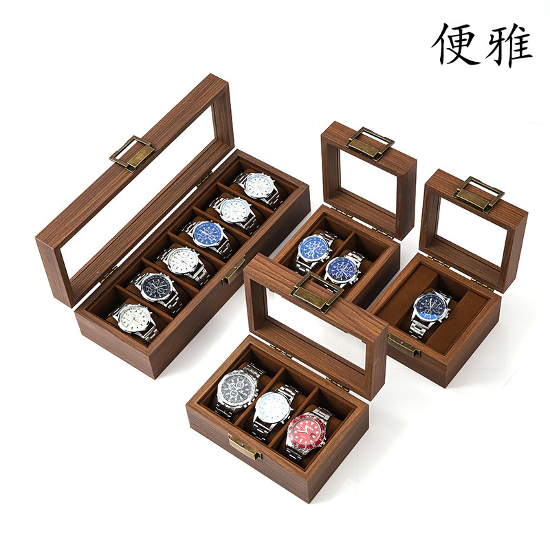 现货手表收纳盒复古翻盖式手表首饰陈列包装盒水晶手串手链饰品盒|undefined