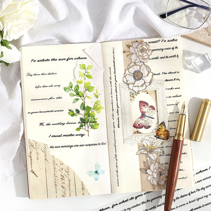 Inscripción Tiempo Transparente Impermeable Pet Retro Frases en inglés Cuenta manual Diy Material de base Cinta decorativa Conjunto de caja