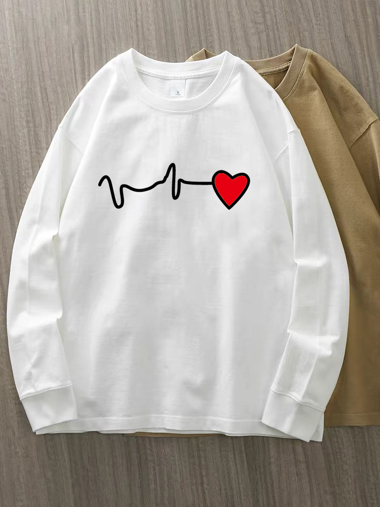 230g 100% algodón de alta gama camiseta de mujer de manga larga primavera y otoño nuevo estilo coreano camiseta de cuello redondo para mujeres