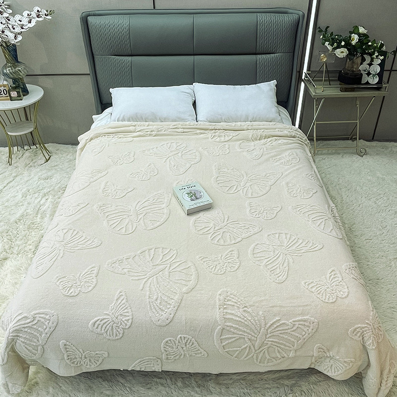 Comercio electrónico transfronterizo 2025 Pagoda de flores de mariposa Manta de terciopelo de cordero Manta gruesa y cálida Manta de color sólido de comercio exterior