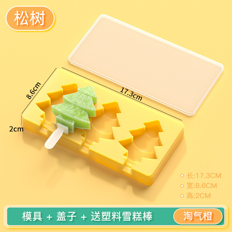 2-color helado molde de silicona muñeco de nieve de pino helado molde DIY hecho a mano molde de helado casero al por mayor