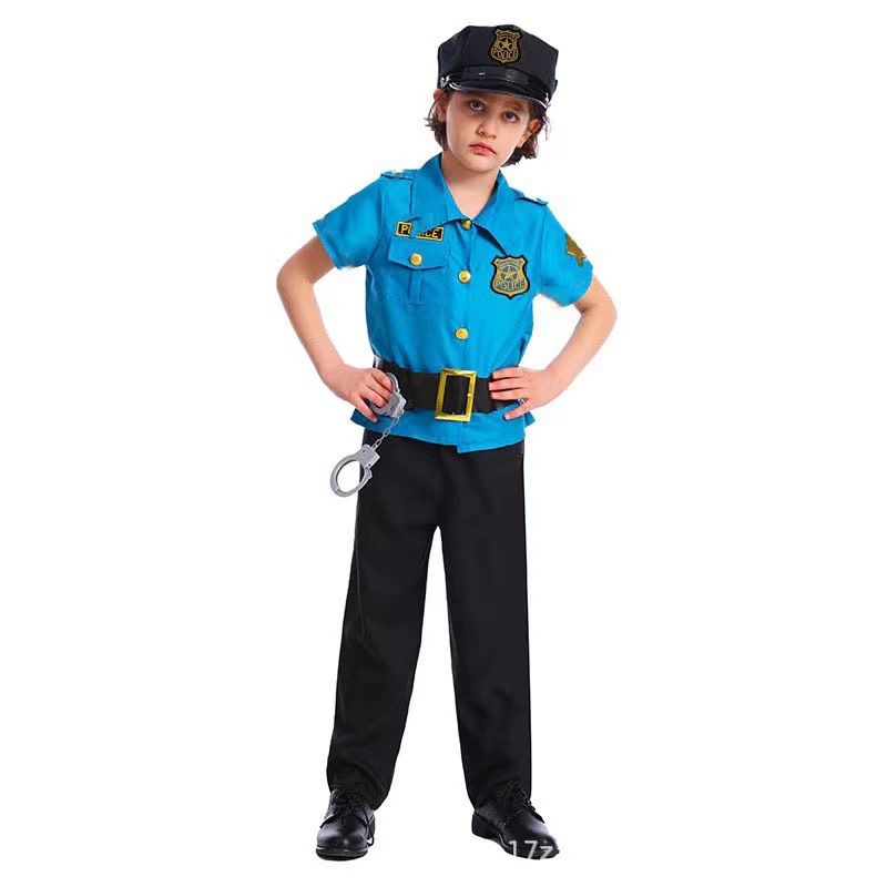 Traje de policía para niños de Halloween Juego de roles Traje de policía para hombres Espectáculo de disfraces de Halloween Disfraz de fiesta