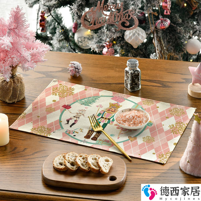 クロスボーダー クリスマス プレースマット コースター コットンとリネンのテーブルクロス リネン断熱マット キッチン テーブルマット 洋食ナプキン Amazon|undefined
