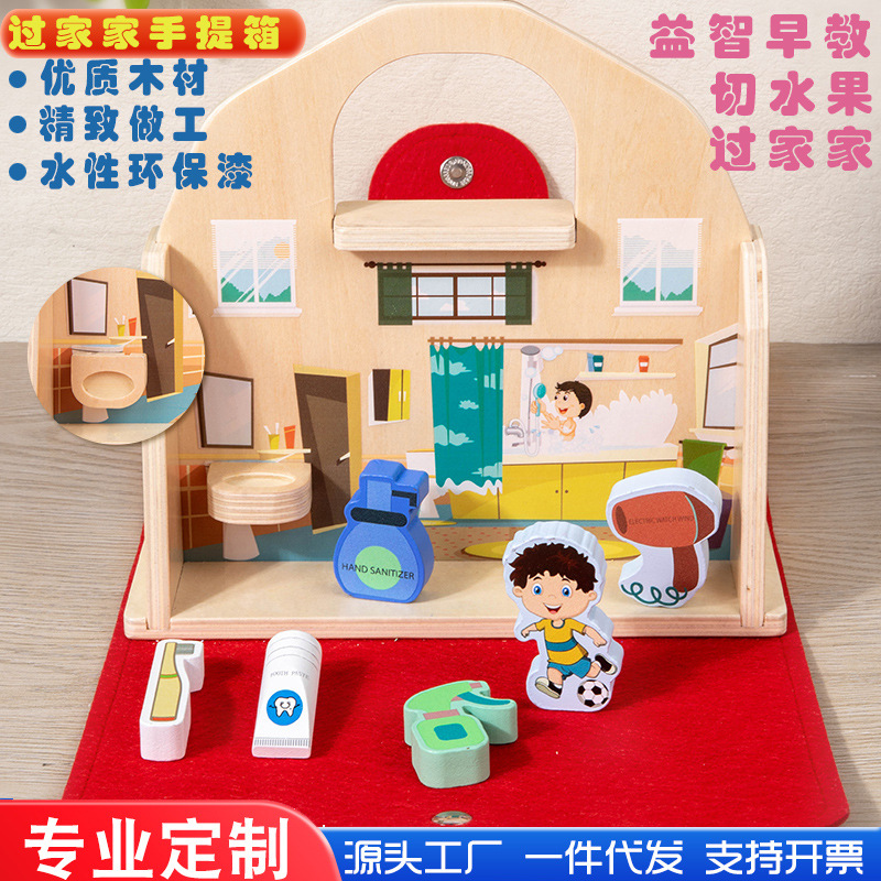 Nuevos productos de madera cocina portátil puzzle educación temprana juguetes para niños y niñas cortar niños verduras y frutas al por mayor