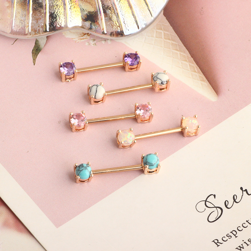 nipple ring Classification Nipple Rings & Studs Piercing Type 1 Piece Nipple Rings & Studs Retro Flower Metal Inlay Zircon Nipple Rings & Studs