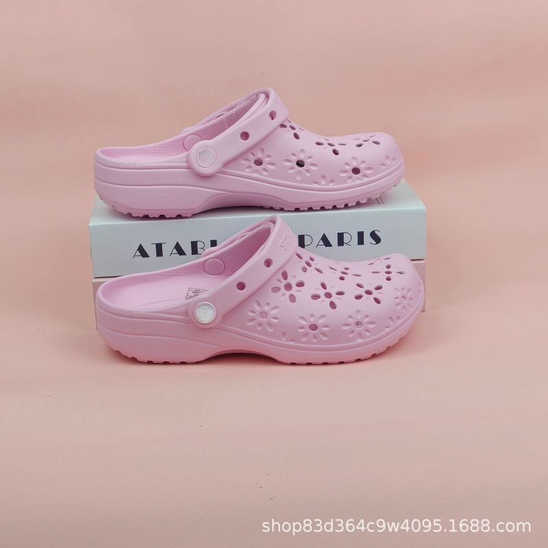 Cross Flower Petal Hole Shoes Women's Shoes 2025 New Classic Flower Design Celebrity Breathable Sandals High Heels Wholesale