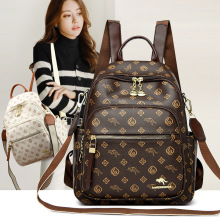 蓝之馨袋鼠双肩包2024新款女士背包软皮妈咪旅行包大容量一件代发