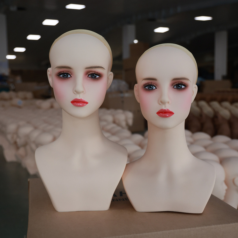 cos ヘッドモデル新しいウィッグヘッドモデル高品質 PVC 素材ダブルショルダー女性モデルヘッド写真ライブブロードキャストダミーヘッドモデル|undefined