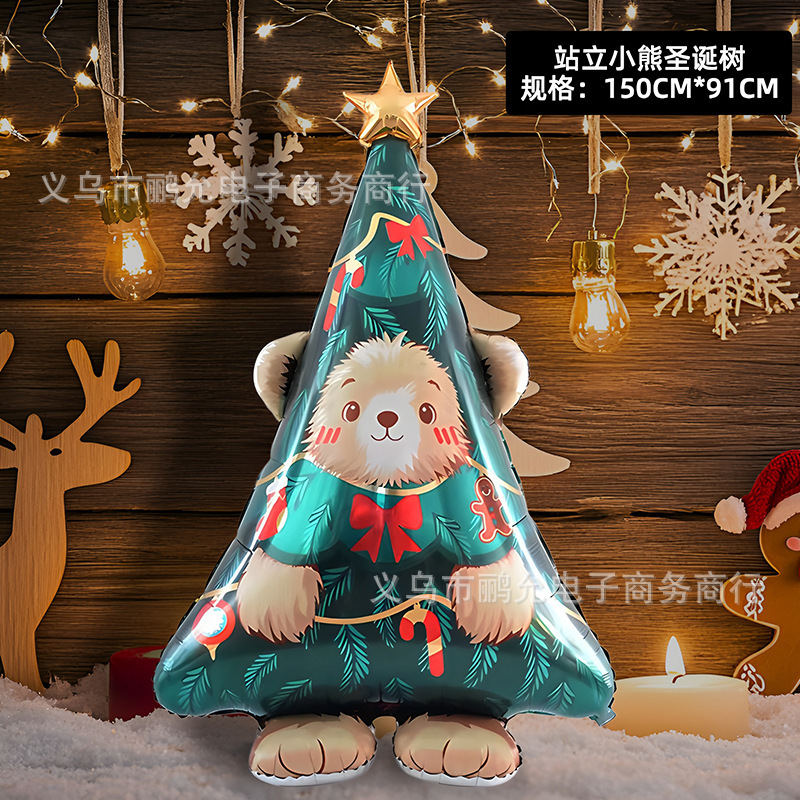 跨境圣诞气球大合集站立圣诞树老人雪人圣诞树新年节日布置铝箔气|undefined