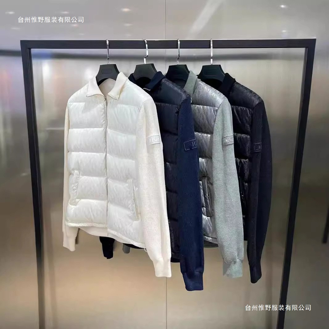 现货高版本25秋冬针织羽绒拼接薄款羽绒服男女同款批发一件代发
