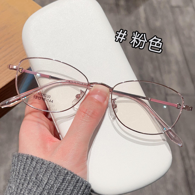 新しいファッション文学淑女メタルレトロ無地猫目メガネフレーム丹陽卸売は度付きメガネを装備することができます|undefined