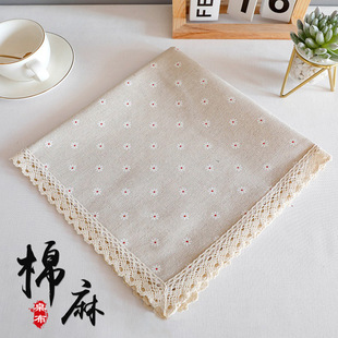 Cotton and Linen Cover Tv Refrigerator Microwave Oven Bedside Table Cover Dust Cover Small Square Towel Coffee Table Book
