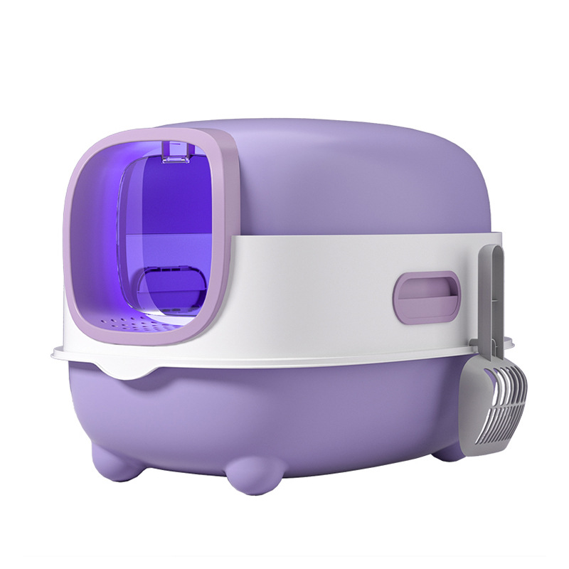 Bacina de arena para gatos totalmente cerrada super grande anti-spillado exterior inodoro para gatos esterilización ultravioleta anti-odor lavabo de heces para gatos artículos para mascotas