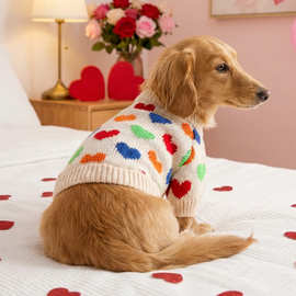 PETCIRCLE宠物服饰秋冬季加厚保暖舒适爱心针织毛衣圣诞狗狗衣服
