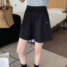 2025夏季新品气质舒服亚麻天丝 休闲松紧腰通勤短裤批发H09FK5190