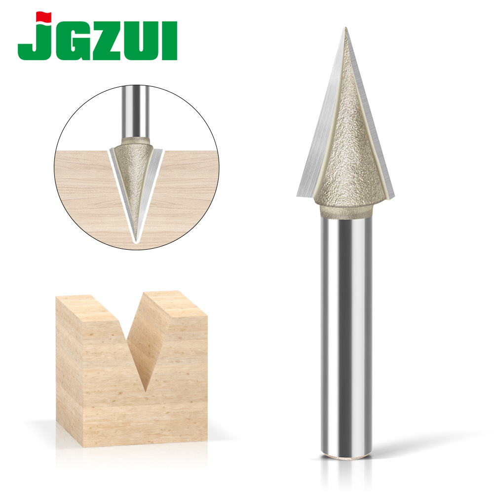 30度斜尖开槽刀钨钢雕刻刀木工木雕铣刀具V型修边机雕刻机铣刀头