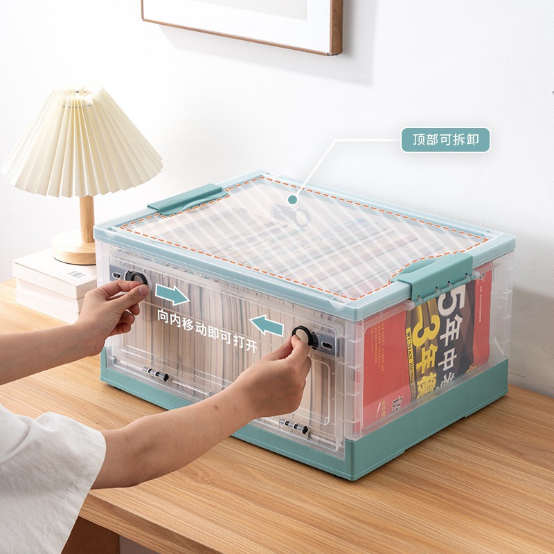 Foldable plastic transparent storage box