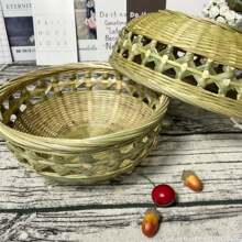 竹编篮子馍馍馒头筐环保菜篮子家用手工收纳篮竹篓簸箕竹制品筲箕