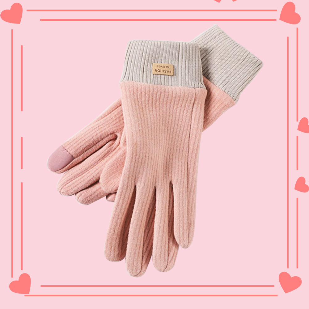 Guantes cálidos para mujer, compatibles con pantalla táctil, resistentes al viento, resistentes al frío, adecuados para ciclismo y conducción, estilo coreano, bonitos, aptos para estudiantes, con forro polar, gruesos, guantes de otoño e invierno.