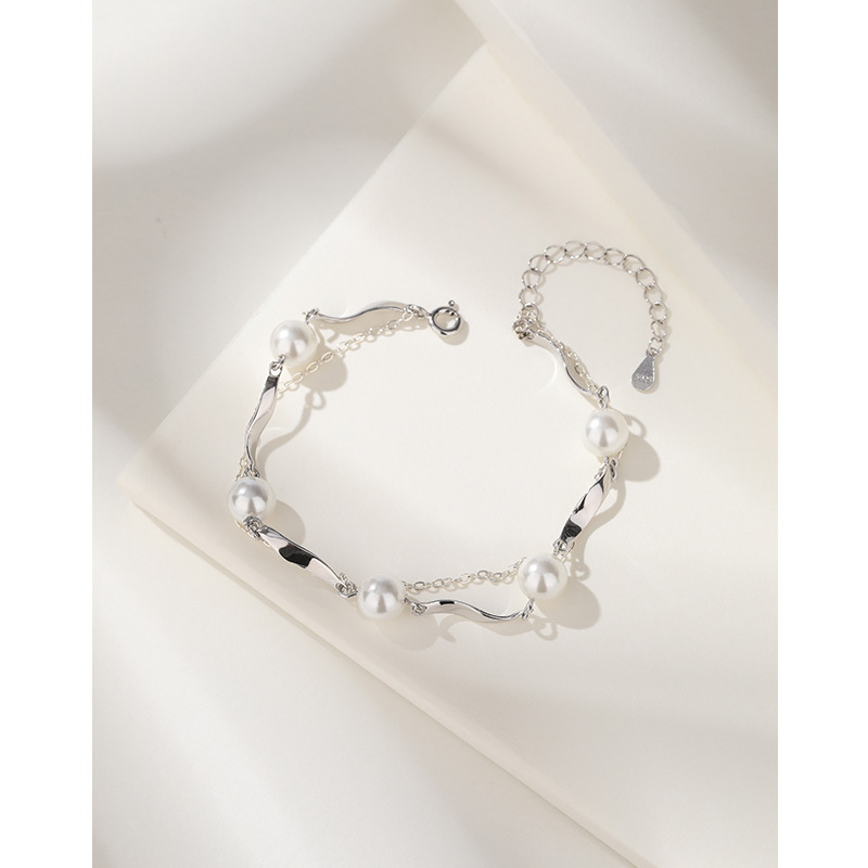 Luz de lujo de alta gama de moda nicho exquisita pulsera de rebordear novias regalo Pulsera de doble capa de plata esterlina s925