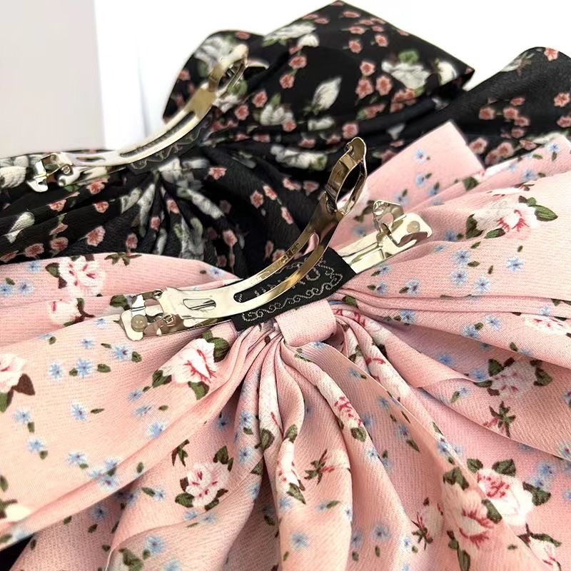 50g Weight Hair Claws Hair Accessories Type 1 Piece Quantity Holiday, Daily Occasion Bow Knot Pattern Women's Gender Floral Design Sweet, Pastoral Style Women's Sweet Pastoral Bow Knot Cloth Floral Hair Claws 2