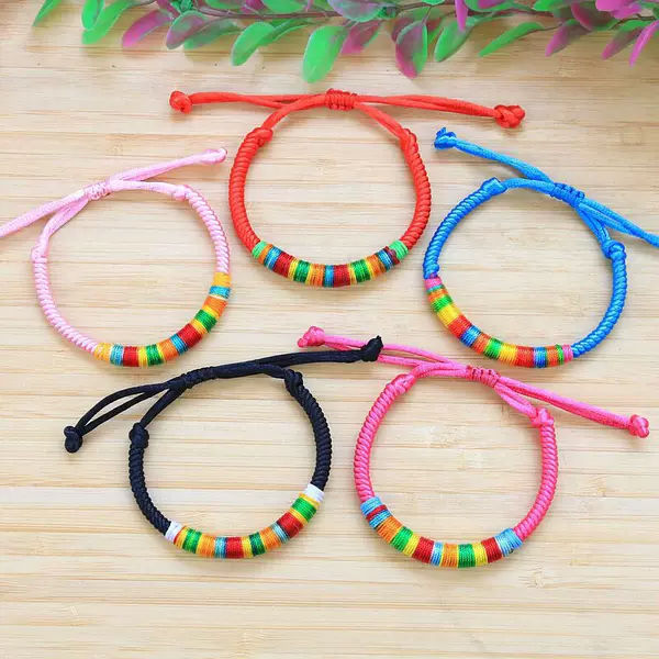 Zodiac Year Hand Rope Hand-Woven Red Rope Diamond Knot Ethnic Style Dragon Boat Festival Colorful Event Gift Bracelet