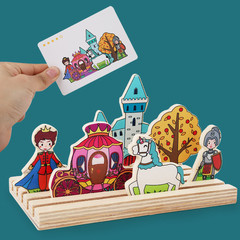 New Children's Wooden Panoramic Scene Puzzle Game Character Color Recognition Matching Board Early Education Intelligence Development Toy