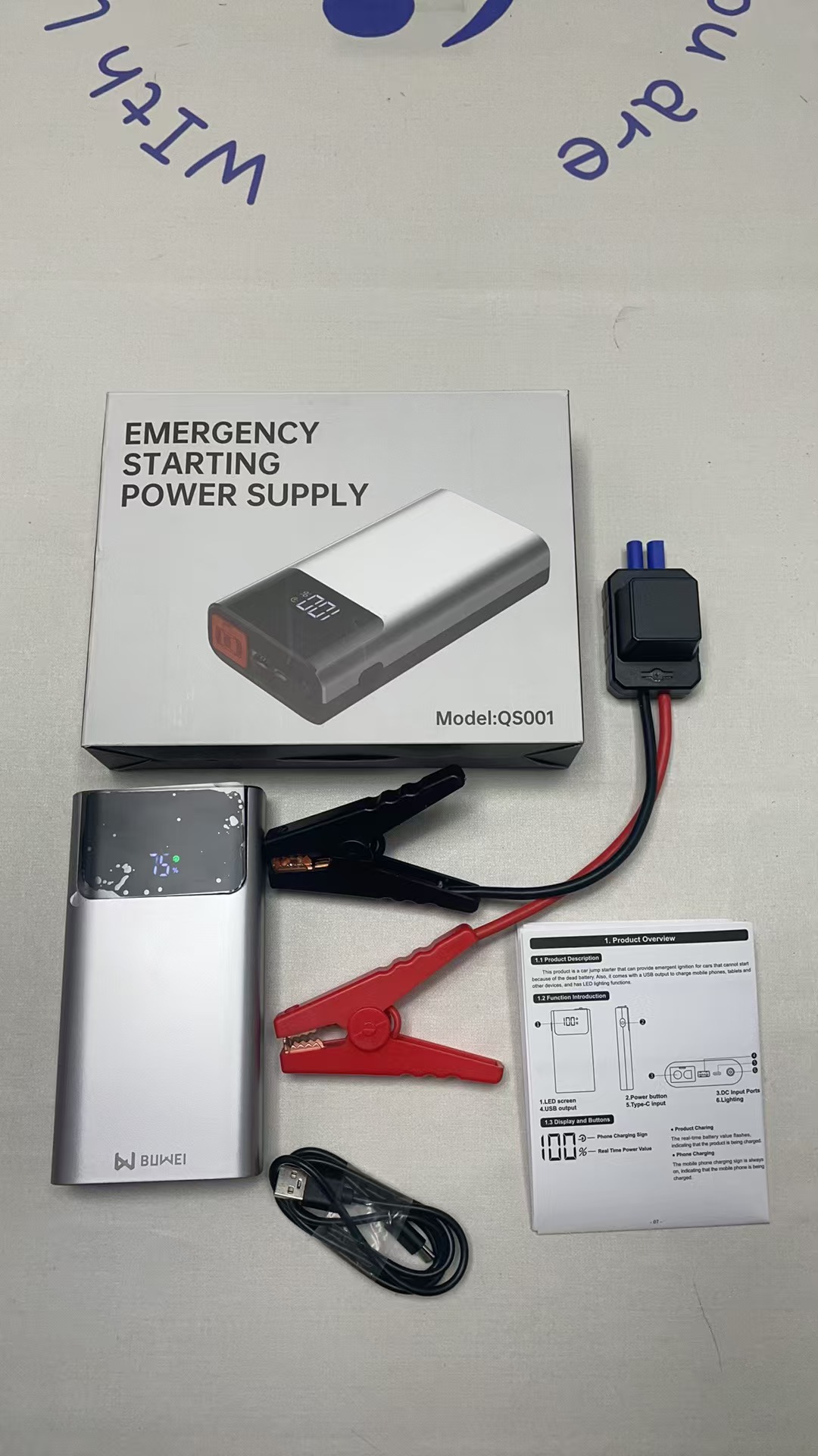 Arrancador de Emergencia para Automóvil Buwei QS001, Banco de Energía de 12V para Arrancar Automóviles, Arranque de Emergencia, Rescate en Carretera