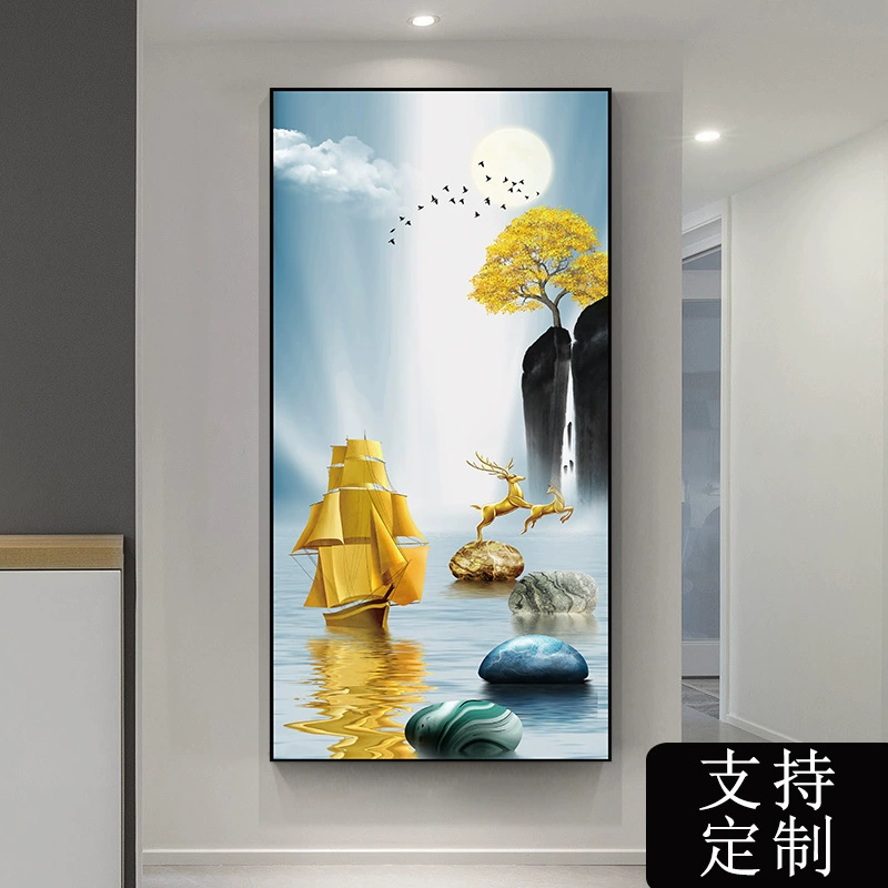 Self-adhesive modern three dimensional stickers on wall, light luxury style, 3D