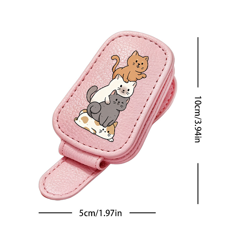 Cross-border bestseller sunglasses holder, creative car sun visor storage, pink stackable cat-shaped car glasses clip